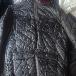 Black Quilted Puffer Jacket with Glossy Finish